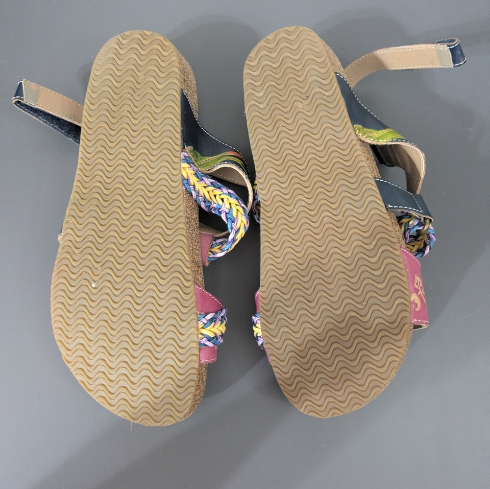 Corkys Multicolor Braided Strap Wedge Sandals - Picture 6 of 8
